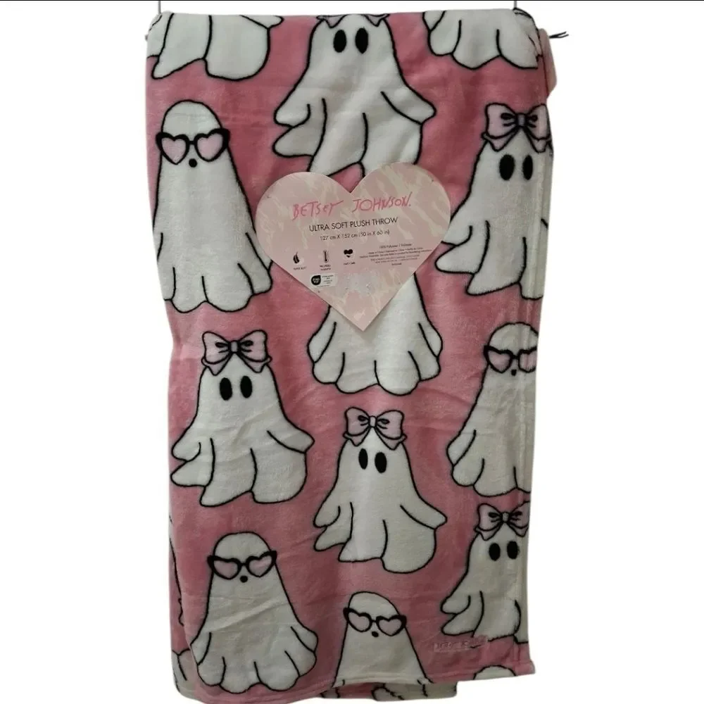 Betsey Johnson Halloween Ghosts Twin Sheet Set & Throw Blanket Set